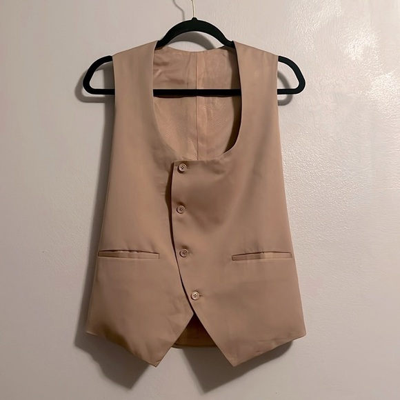 Tan/brown mocha mousse sleeves blazer - Vest with Buttons SZ M - Picture 1 of 6
